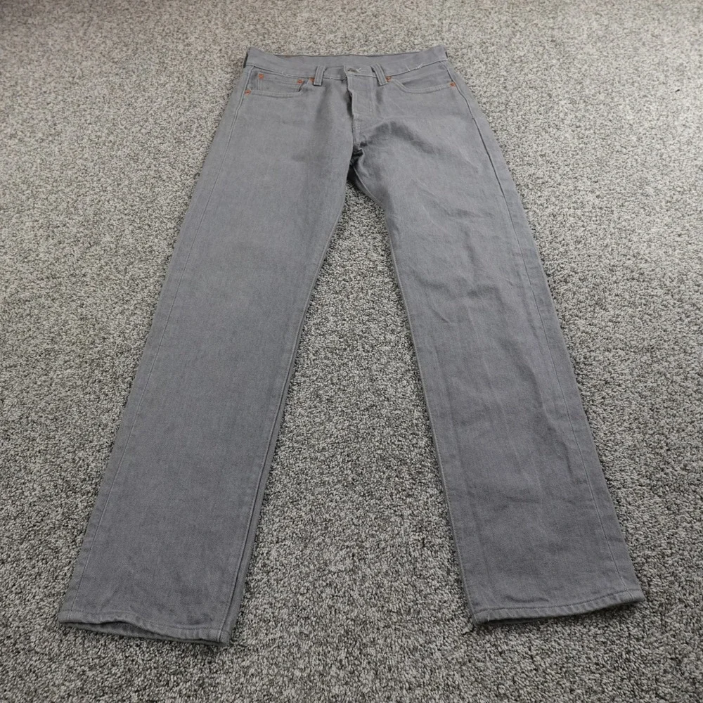 Levis Jeans Mens 30X32 Black Gray Denim Pants 501‎ Button Fly Straight Western
